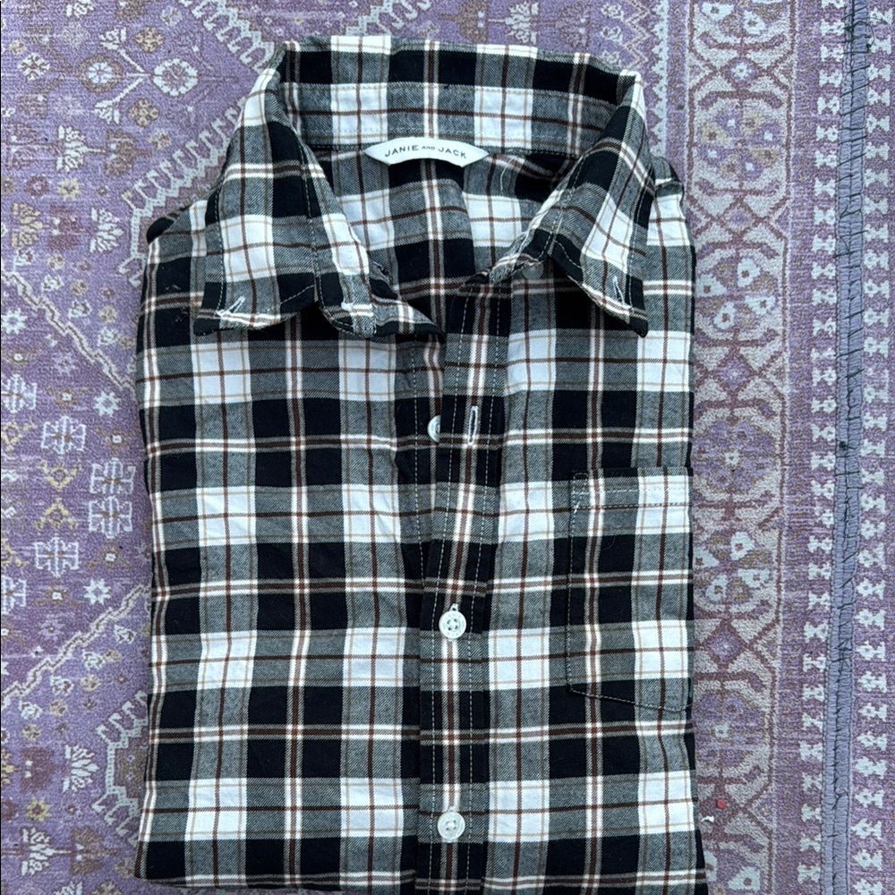 Janie and Jack Black and White Button Down Shirt